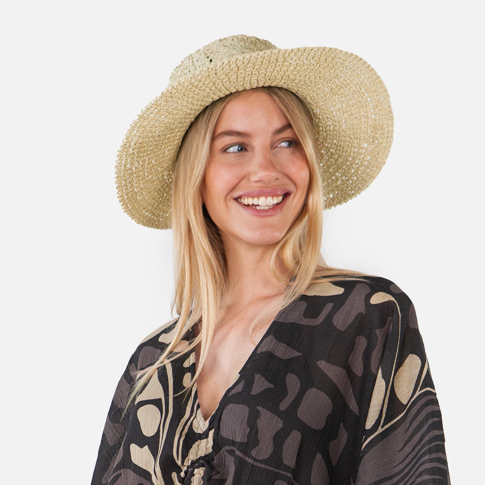 Sombrero Boater Fainte Crochet de paja toyo de Barts - Trigo