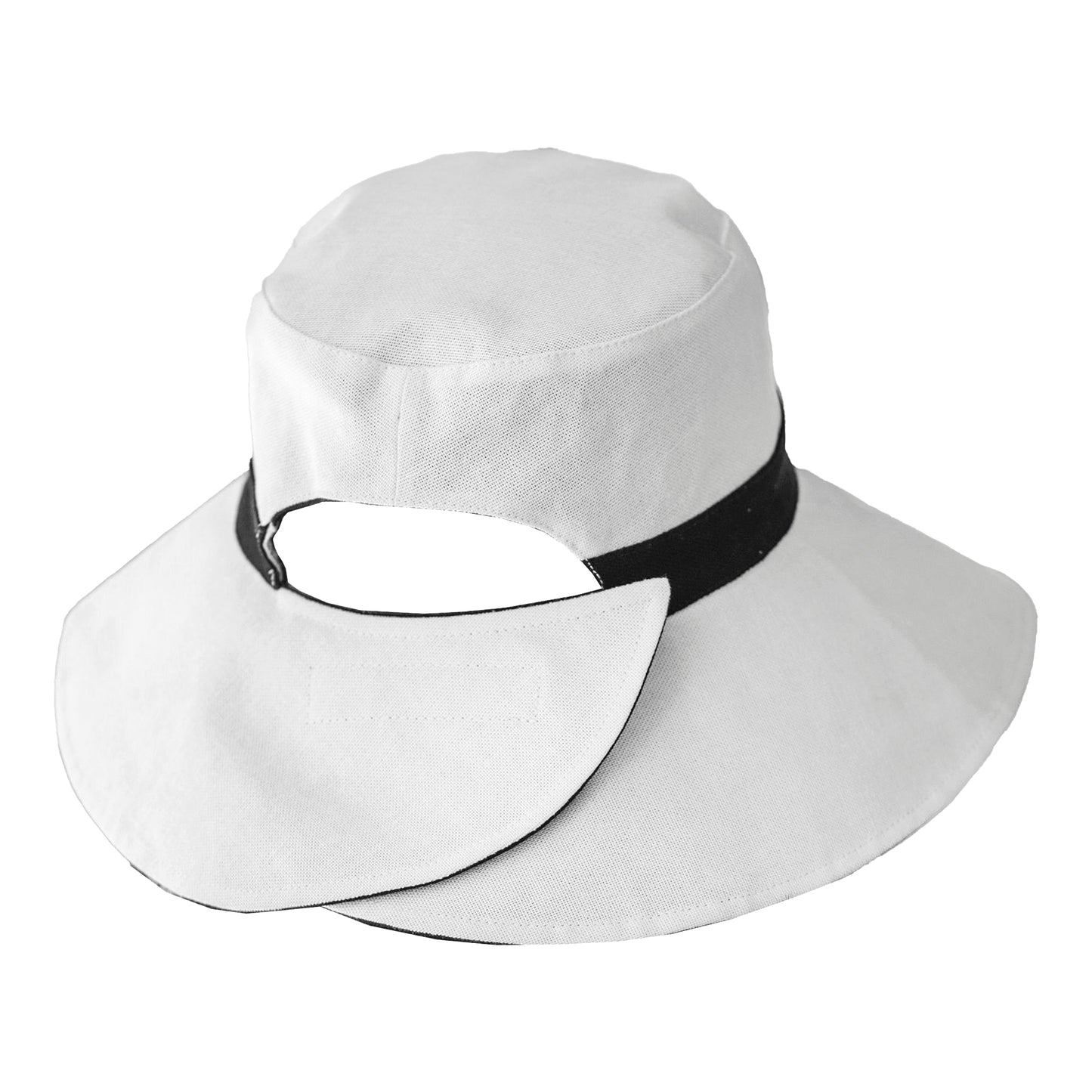 Sombrero de Sol Merrit reversible con abertura para coleta de Scala - Blanco-Negro
