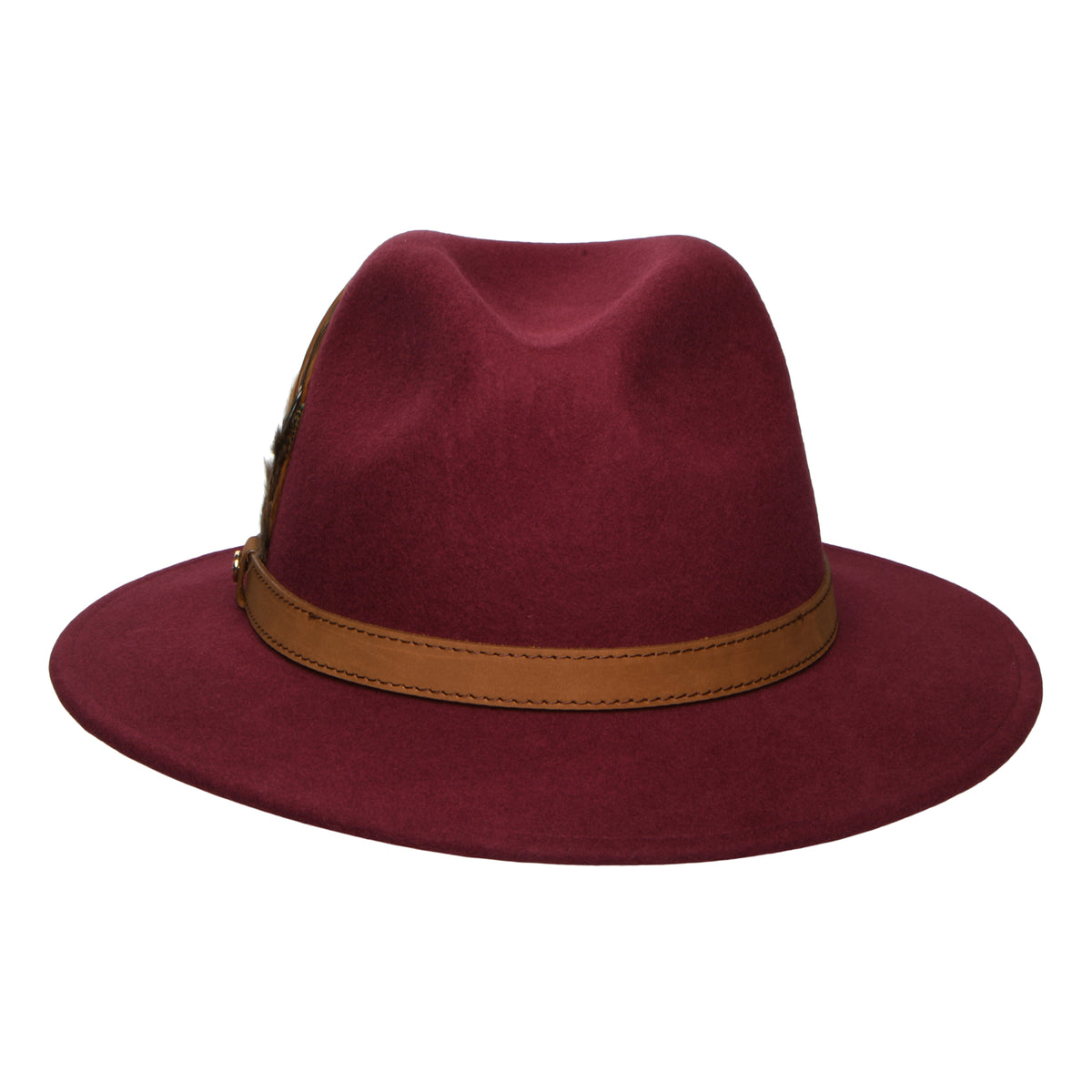 Sombrero Fedora impermeable de fieltro de lana Con plumas de Failsworth - Burdeos