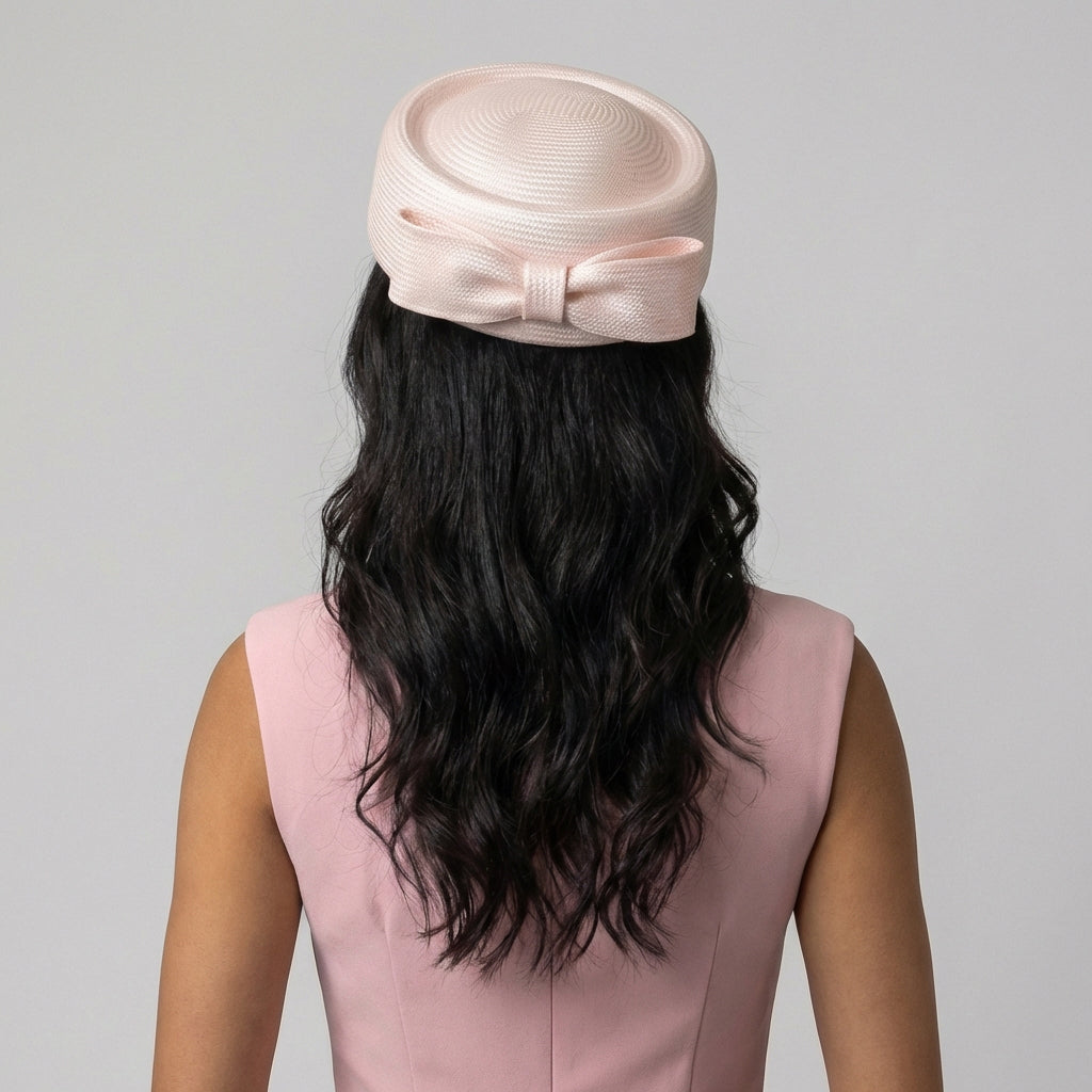 Sombrero Pillbox mujeres Jackie O de paja de Whiteley - Rosa