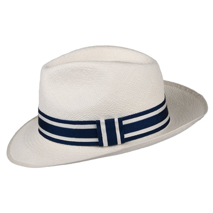 Sombrero Panamá Fedora Ascot Striatus Preset con cinta decorativa a rayas de Christys - Decolorado