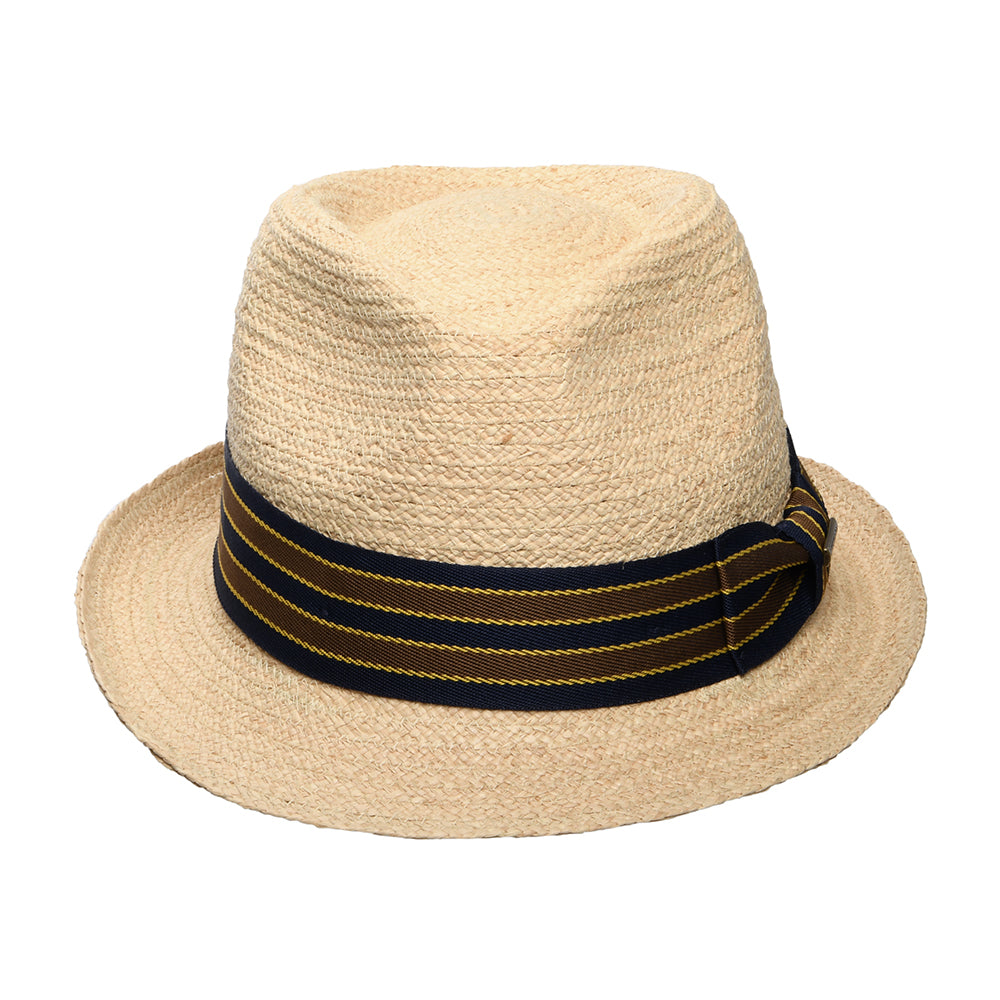 Sombrero Trilby de rafia con cinta decorativa a rayas de Stetson - Natural