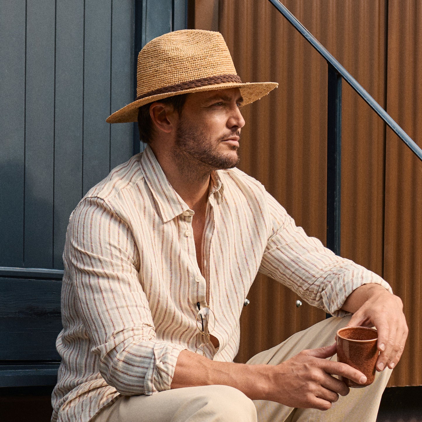 Sombrero Fedora Amalfi Crochet de paja de rafia de Failsworth - Natural