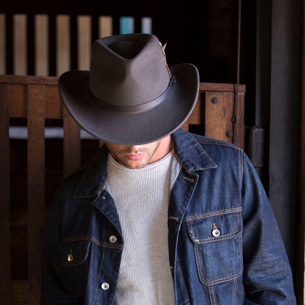 Sombrero Outback Dakota plegable repelente al agua de fieltro de lana de Scala - Gris