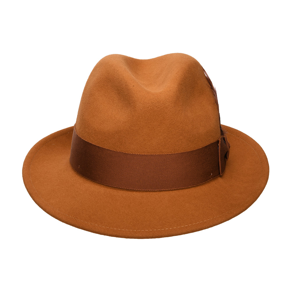 Sombrero Fedora Blixen plegable Repelente al agua de fieltro de lana de Bailey - Ámbar
