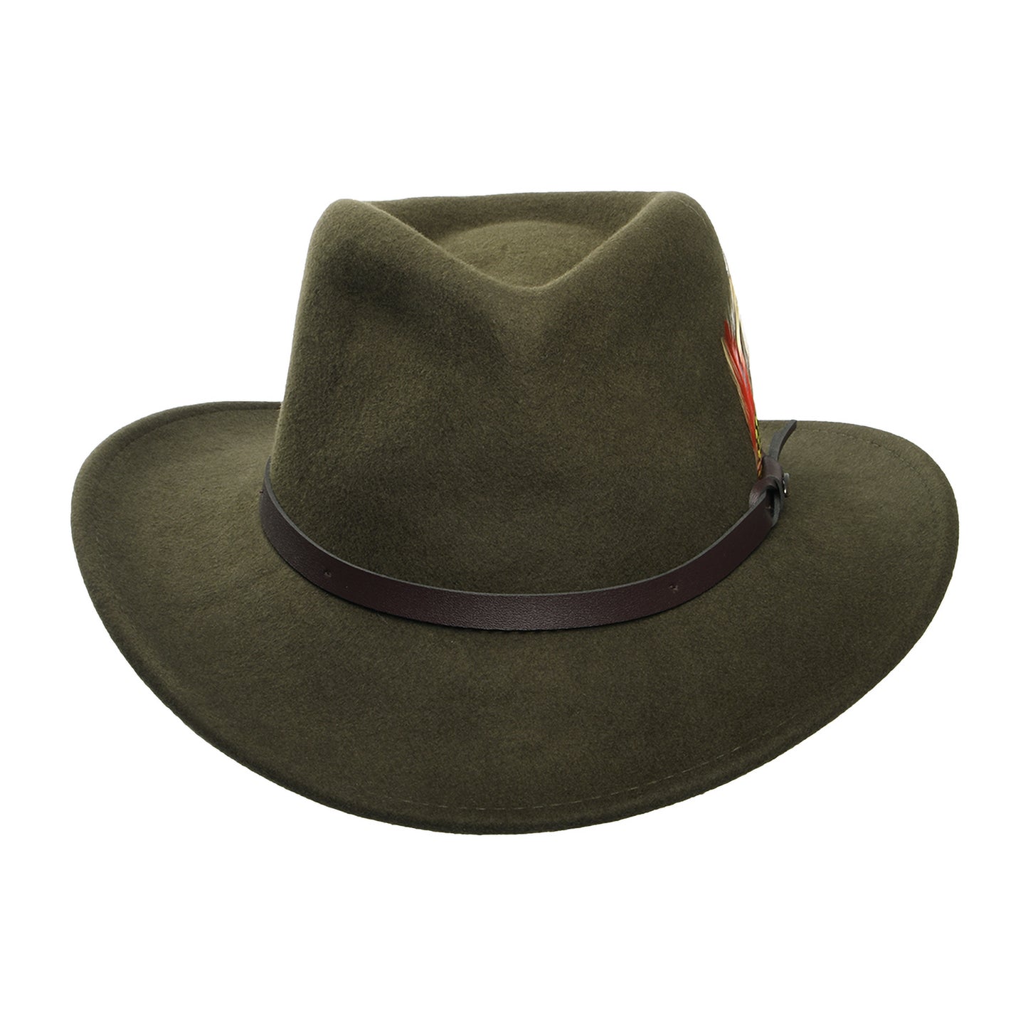 Sombrero Outback Dakota plegable Repelente al agua de fieltro de lana de Scala - Verde Oliva