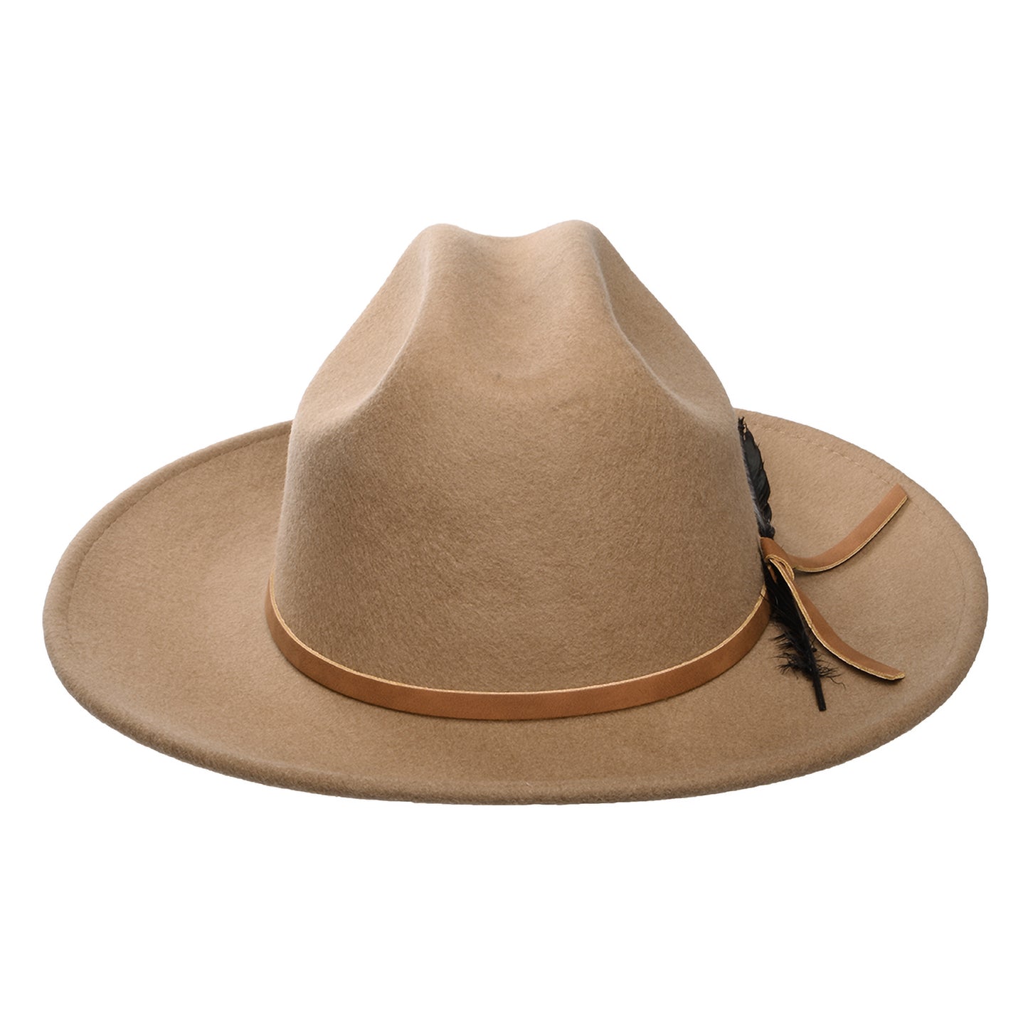 Sombrero Cowboy Adan de fieltro de lana con pluma - Beige Masilla