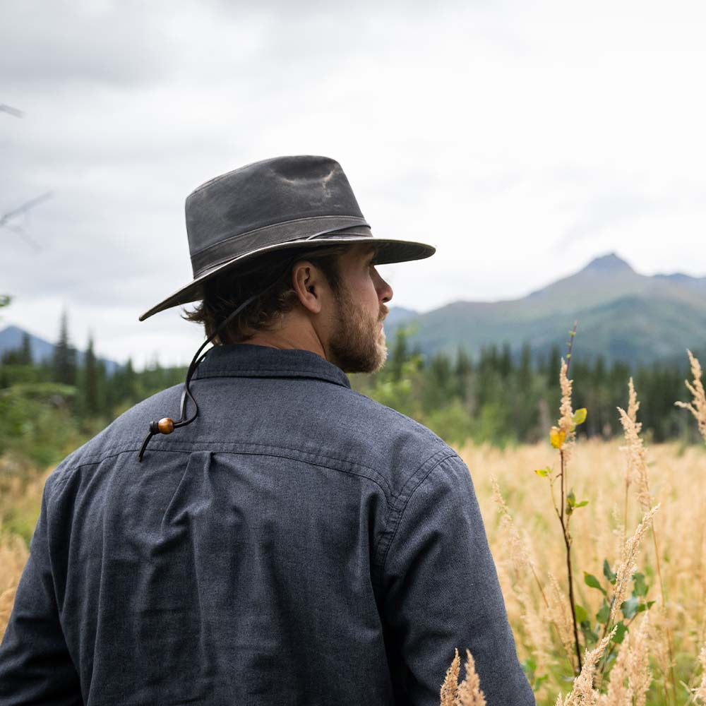 Sombrero Aussie impermeable de algodón de Dorfman-Pacific - Marrón