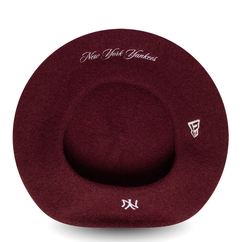 Boina Wool Script New York Yankees de New Era - Burdeos-Blanco