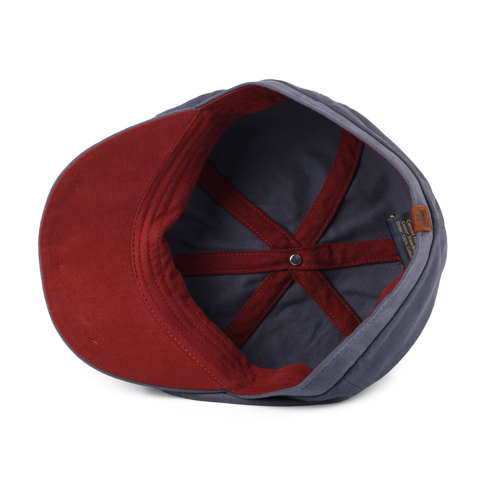 Gorra Newsboy Hudson de algodón de Failsworth - Pizarra-Rojo Ladrillo