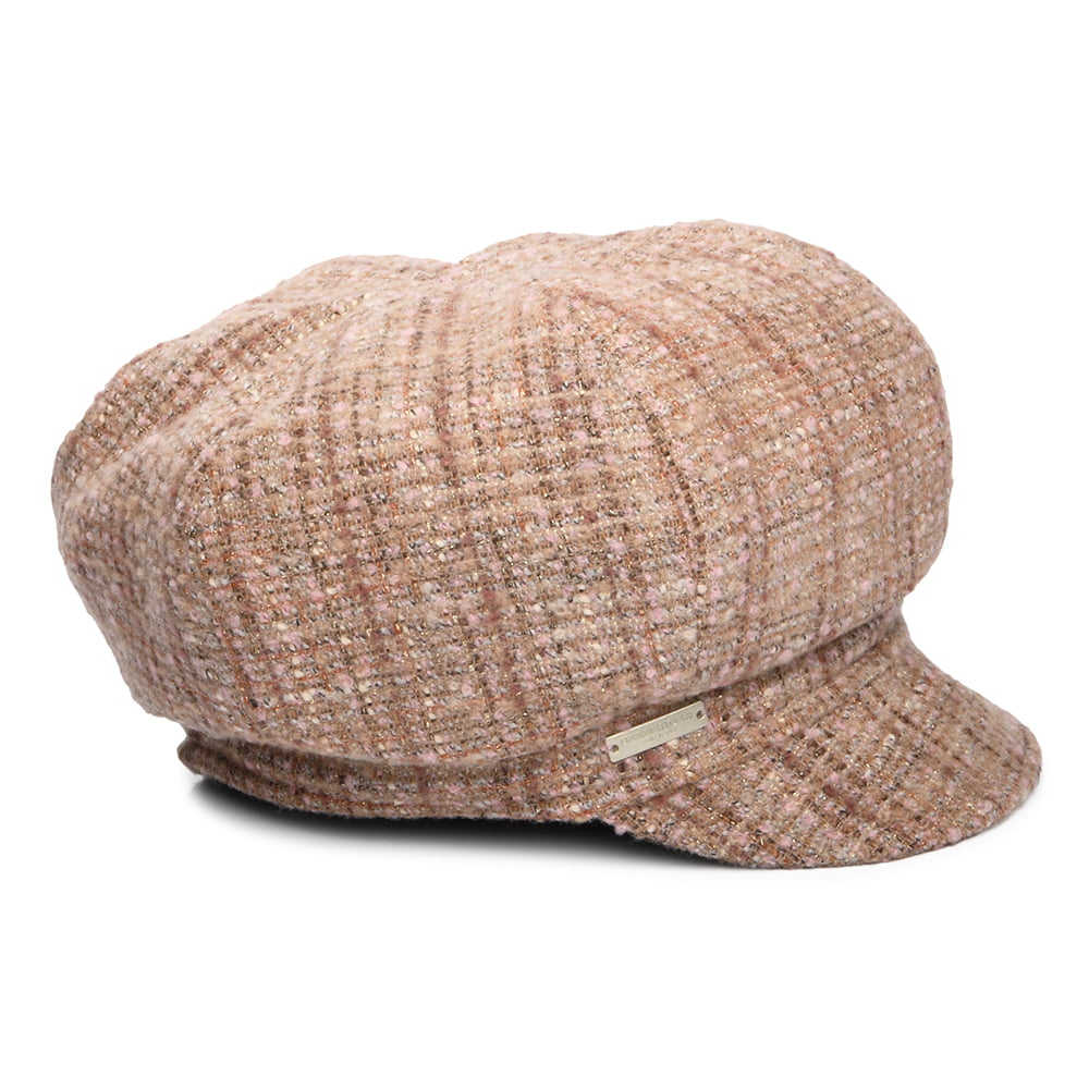 Gorra Baker Boy de Tweed de Seeberger - Camel-Rosa