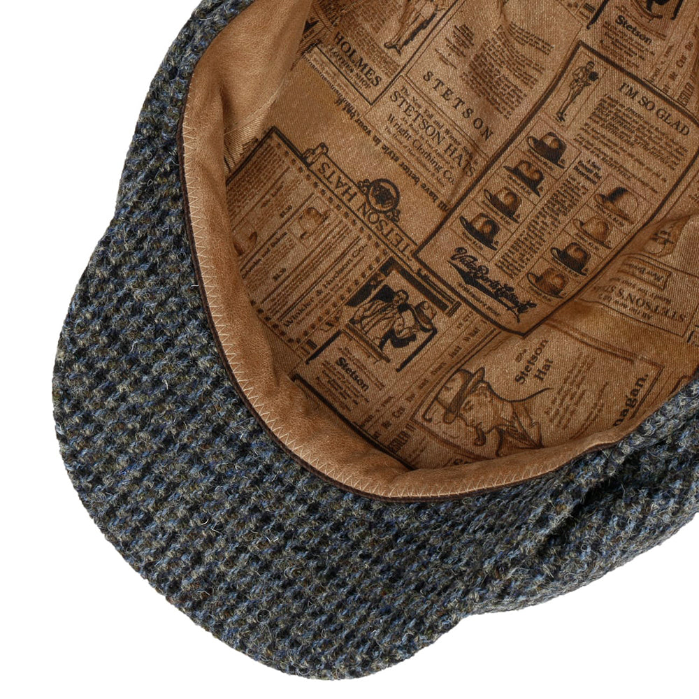Gorra plana Brayton Driver de Harris Tweed de Stetson - Gris-Azul