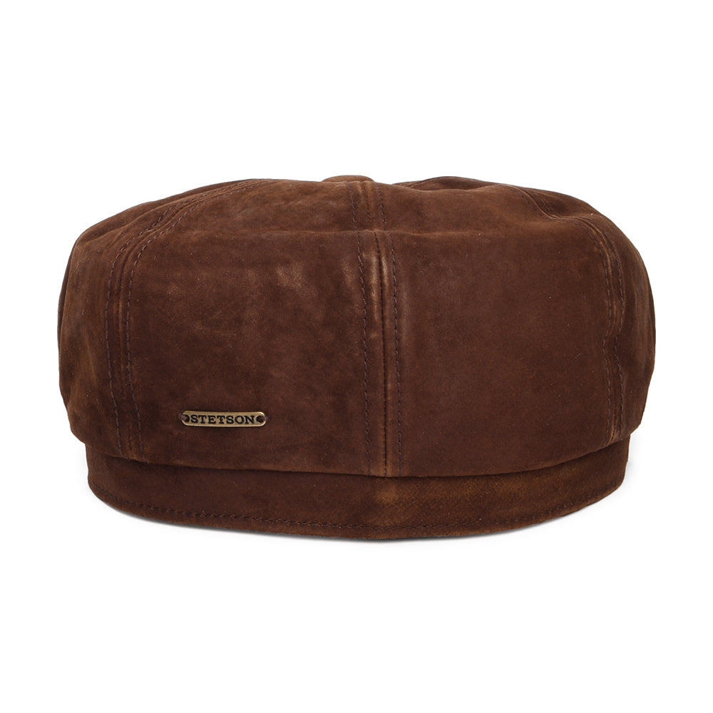 Gorra Newsboy redonda Hatteras de cuero Envejecido de Stetson - Coñac