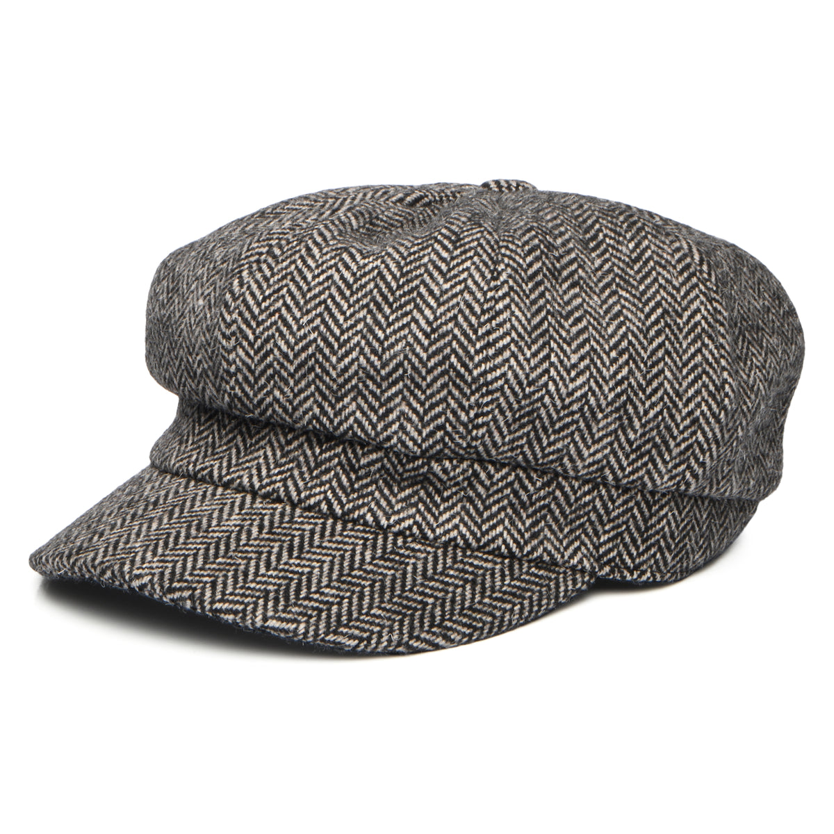 Gorra Baker Boy de mezcla de lana diseño de espiga de Whiteley - Gris