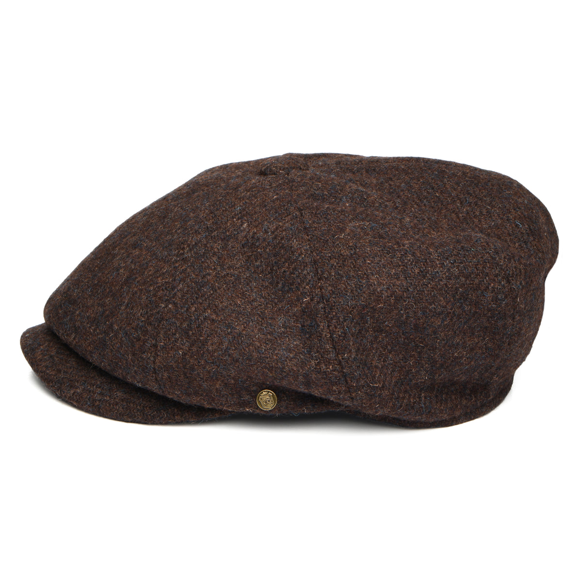 Gorra Newsboy redonda Carloway de Harris Tweed de Failsworth - Marrón