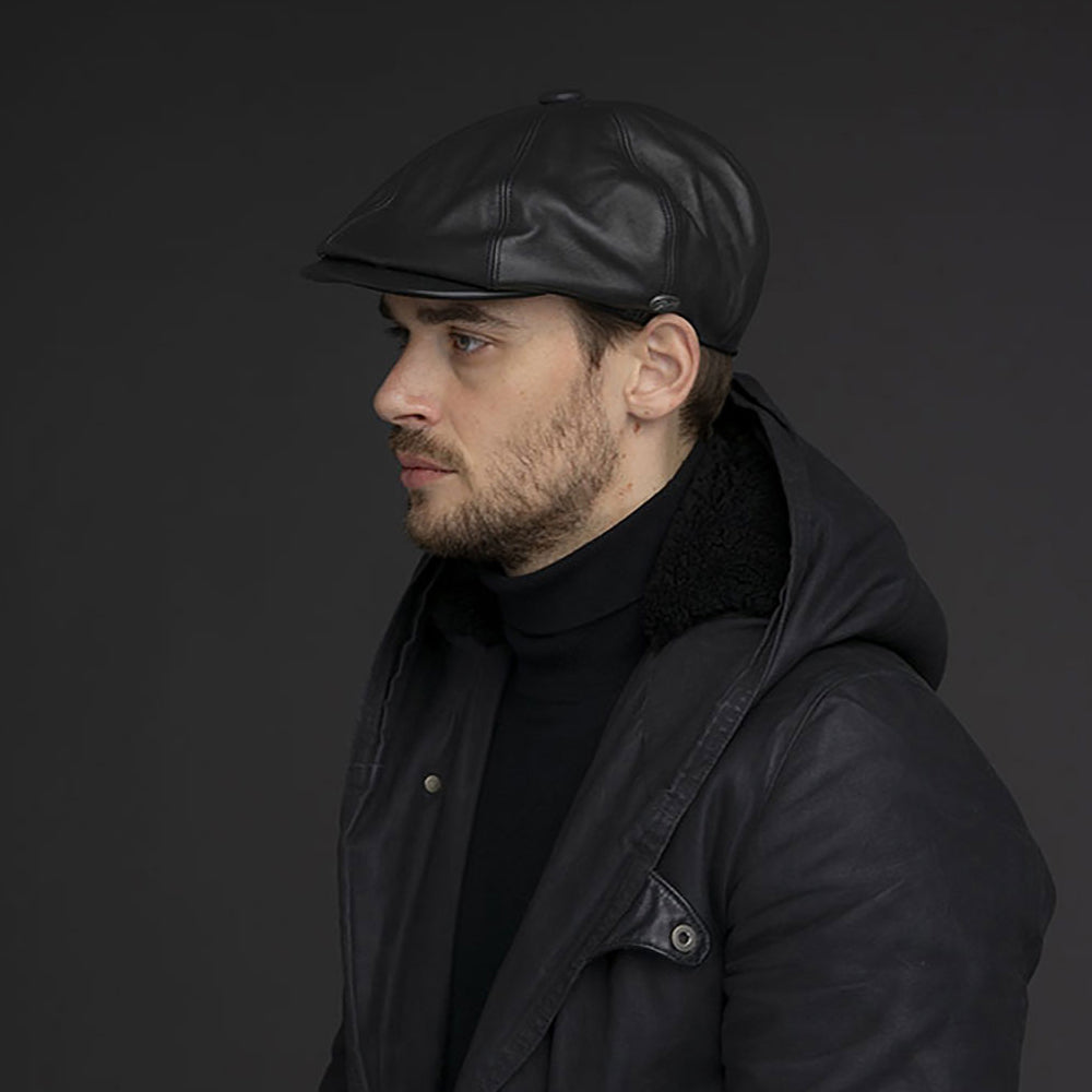 Gorra Newsboy Noclin de piel de Bailey - Negro