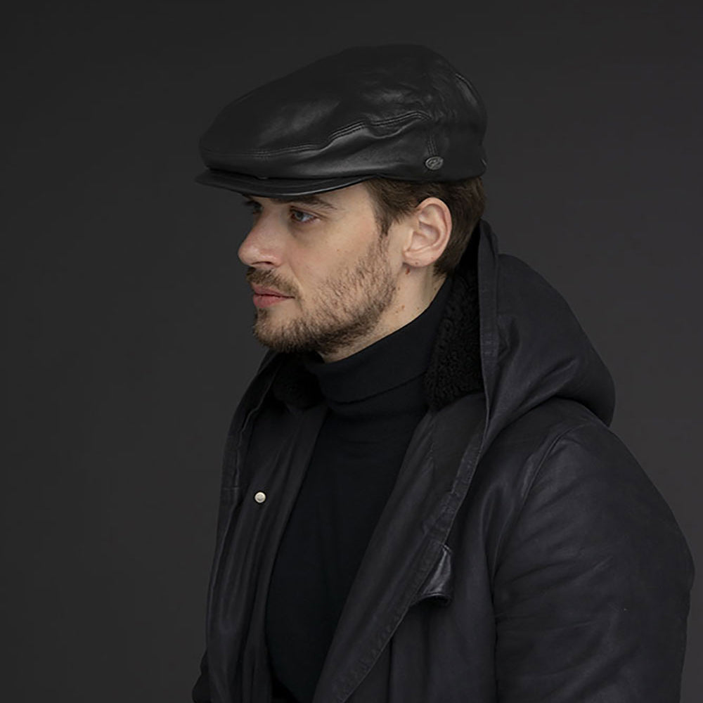 Gorra plana Stockton de piel de Bailey - Negro