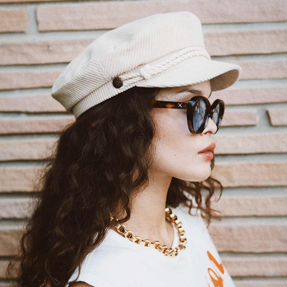 Gorra marinera de pana de Brixton - Crema