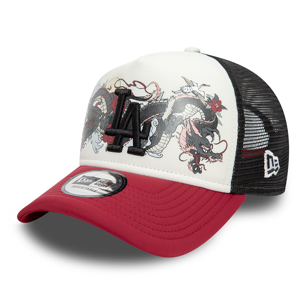 Gorra de camionero A-Frame MLB Graphic L.A. Dodgers de New Era - Blanco-Rojo Intenso-Negro