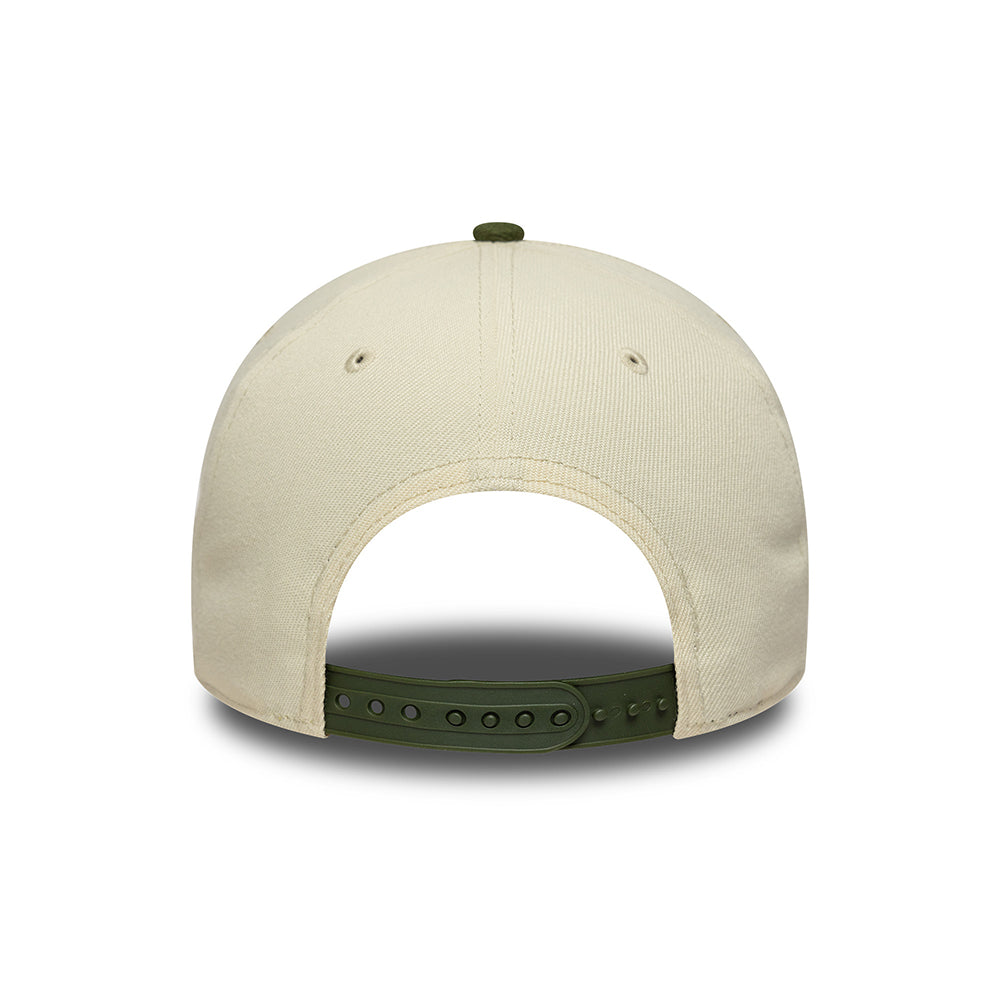 Gorra Snapback 9FORTY A-Frame - MLB World Series Patch L.A. Dodgers de New Era - Crema-Verde Musgo