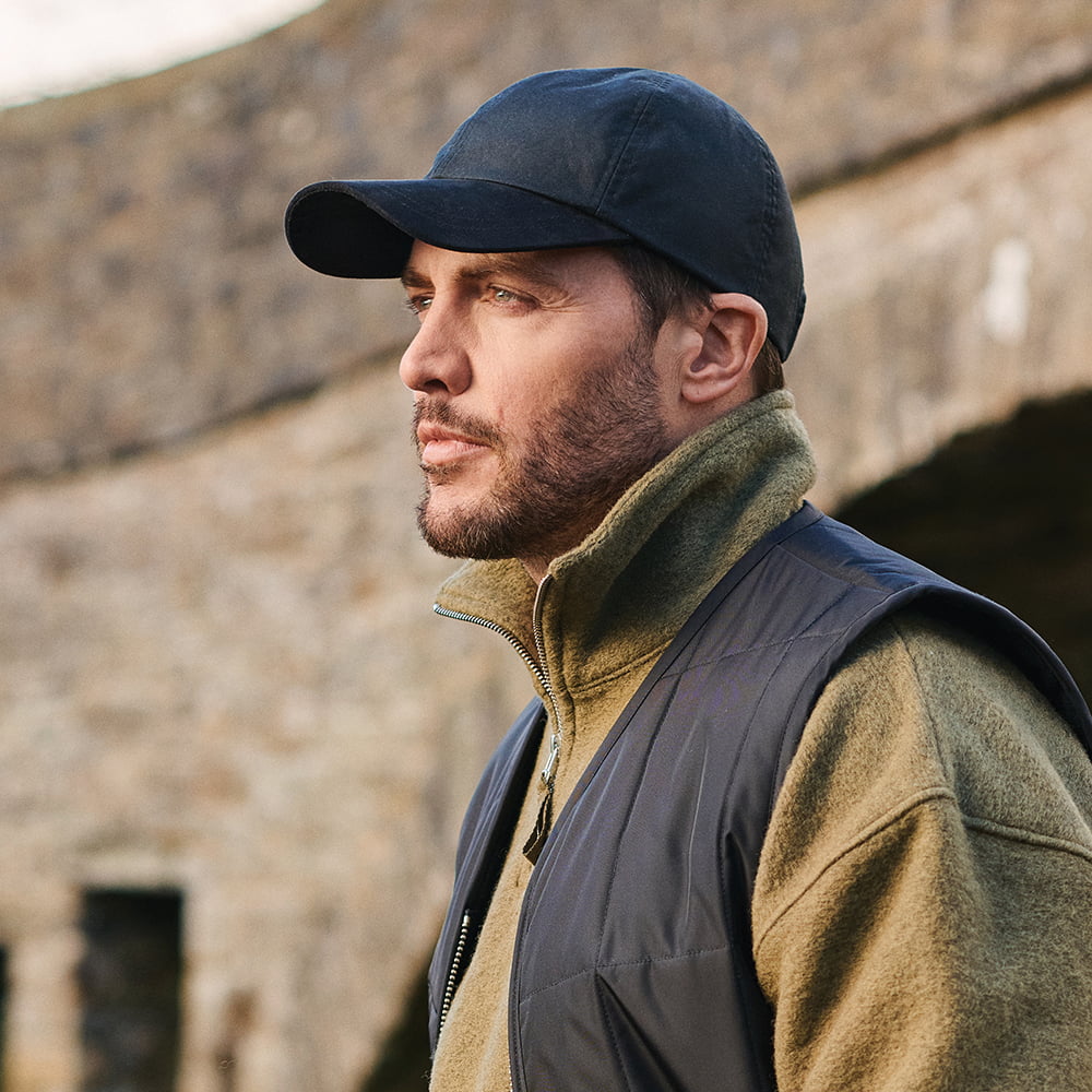 Gorra de béisbol de algodón encerado británico de Failsworth - Negro