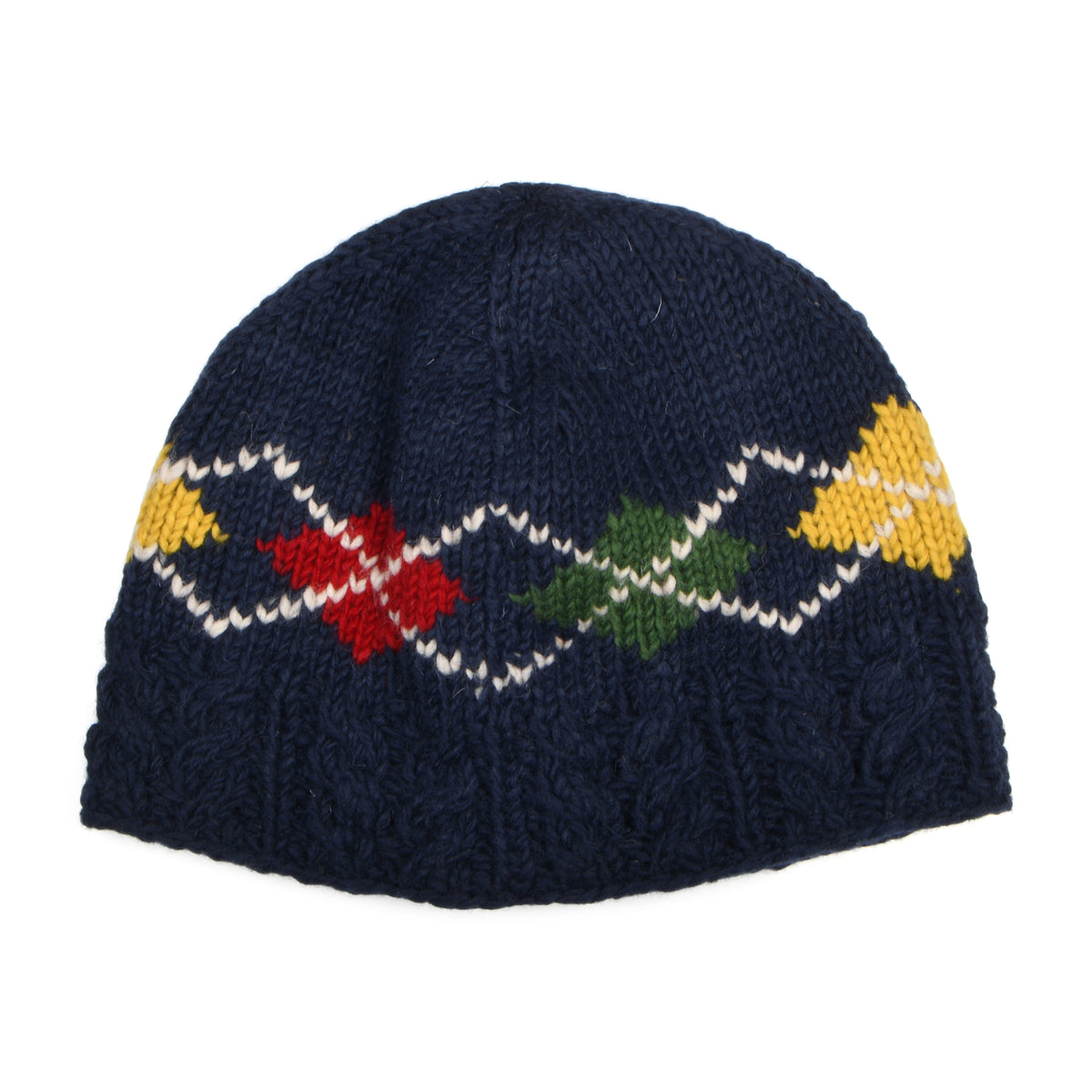 Gorro Beanie Lozenge de punto trenzado de Kusan - Azul Marino