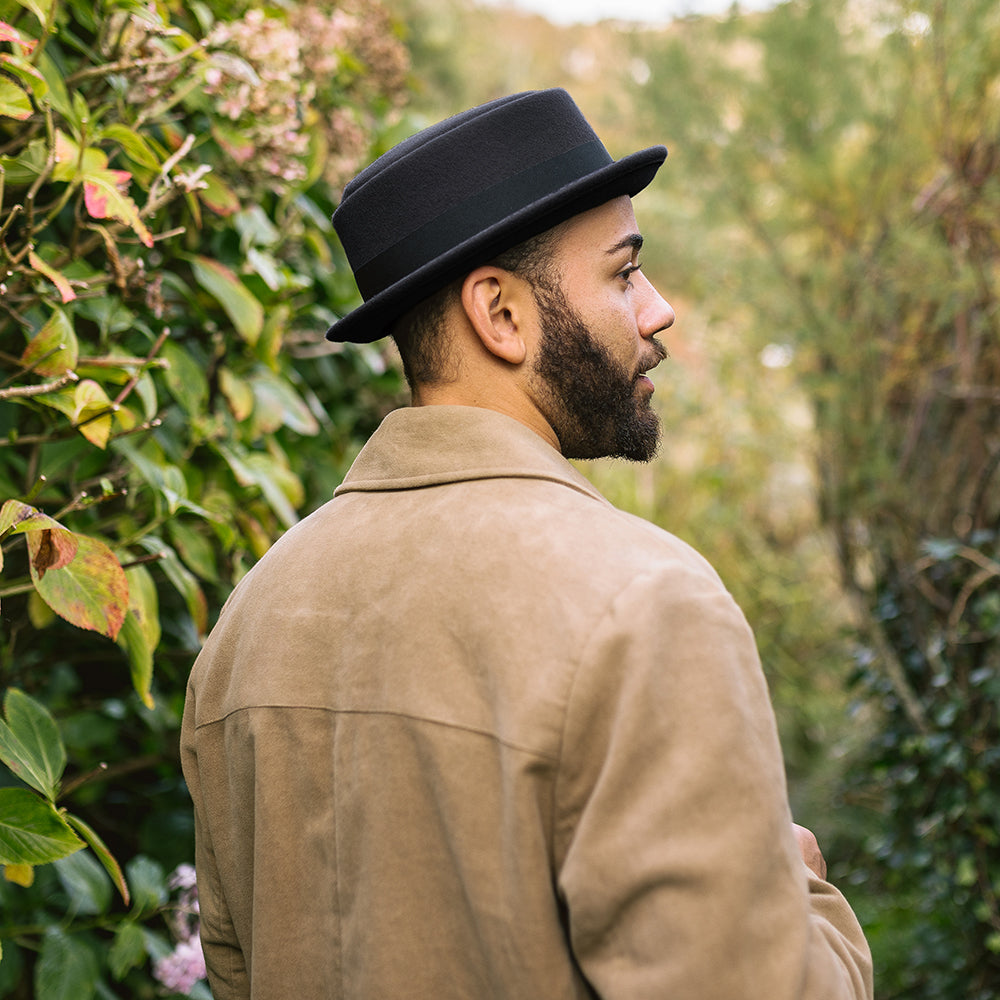 Sombrero flexible de lana Pork Pie de Jaxon & James Negro al por mayor