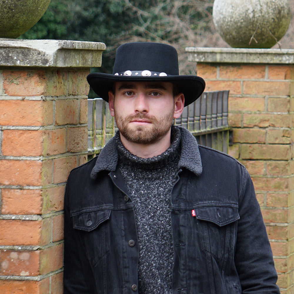 Sombrero Gambler de fieltro de lana de Jaxon & James Negro al por mayor