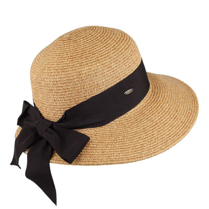 Sombrero de Sol de paja con lazo de grogrén de Scala - Marrón Claro