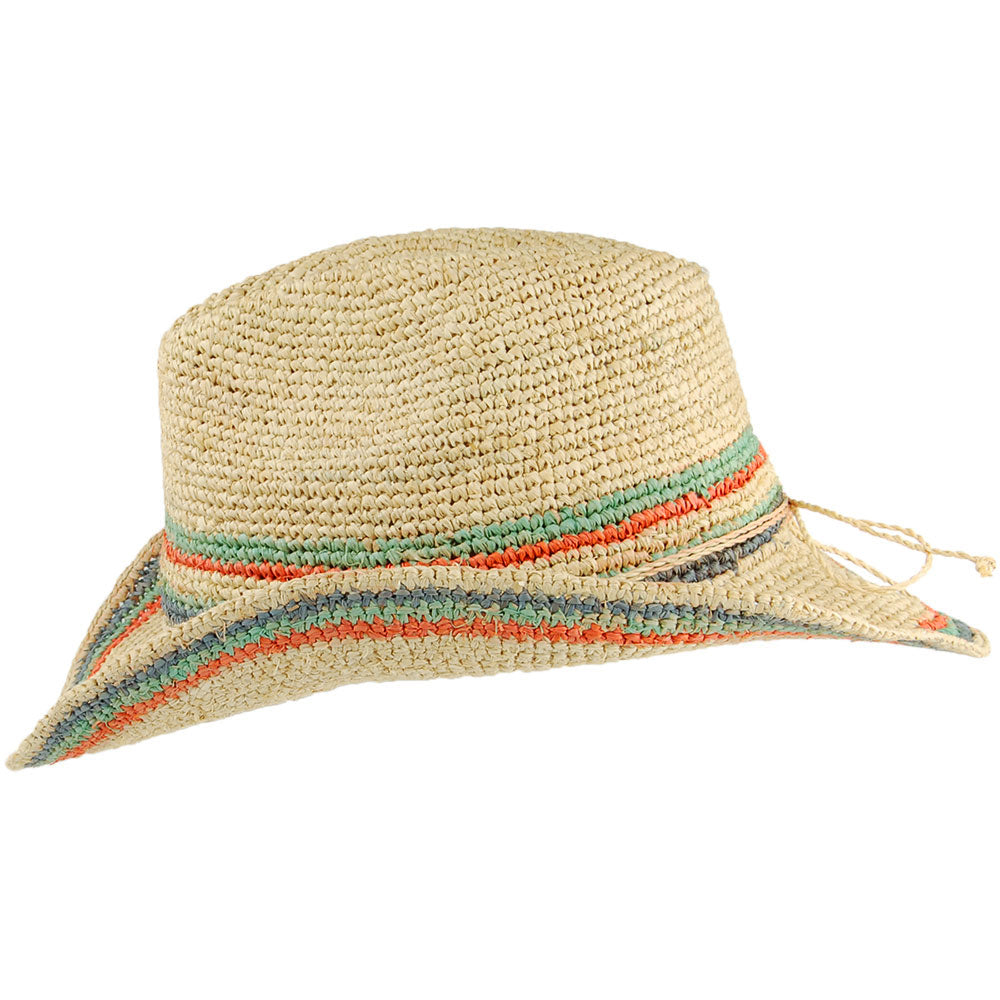 Sombrero Cowboy Trezza de rafia a crochet de Scala - Natural Claro