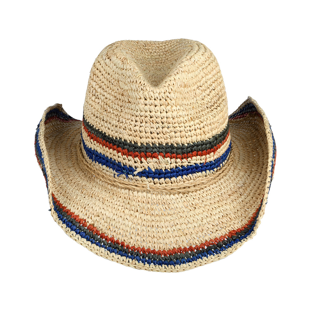 Sombrero Cowboy Trezza de rafia a crochet de Scala - Natural Oscuro