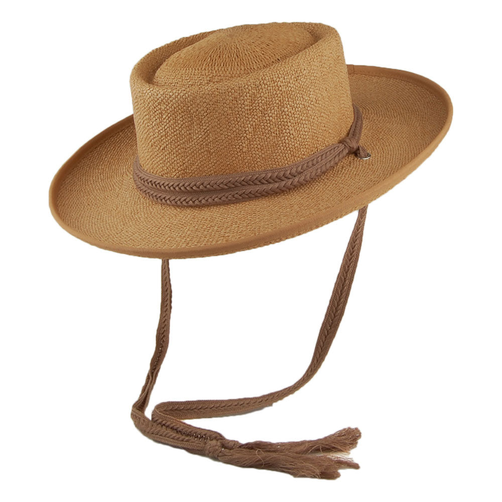 Sombrero Jesolo Gaucho de toyo con cordón ajustable trenzado de algodón de Scala - Té
