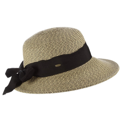Sombrero de Sol de paja con lazo de grogrén de Scala - Trigo-Negro
