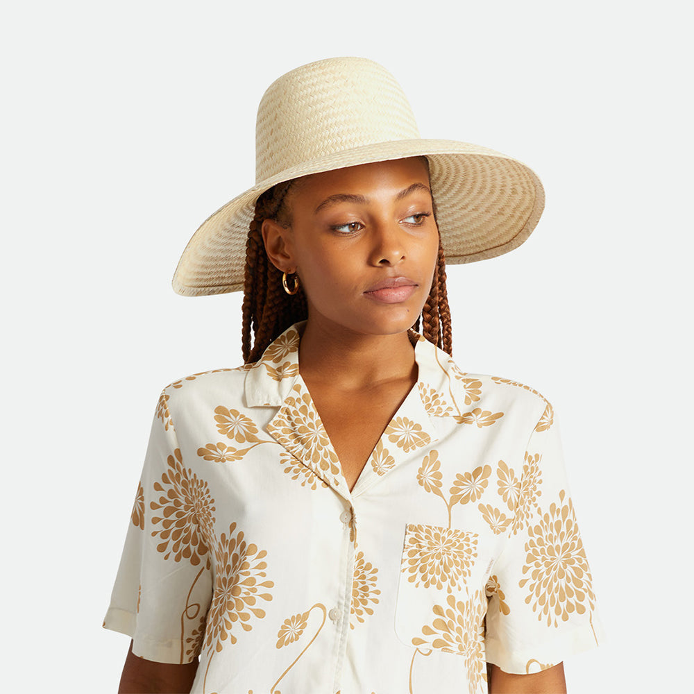 Sombrero de Sol Janae de ala ancha de paja toyo de Brixton - Natural