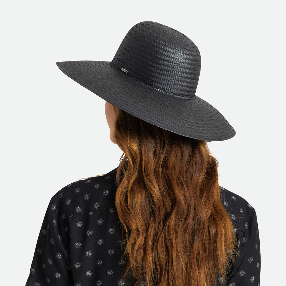 Sombrero mujeres Janae de ala ancha de paja de Brixton - Negro