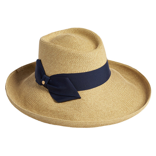 Sombrero de Sol Sissinghurst de paja con lazo azul marino de Failsworth - Natural