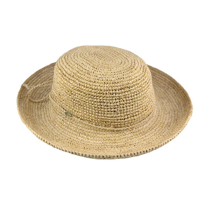 Sombrero Boater plegable de paja de rafia trenzada de Scala - Talla Pequeña - Natural
