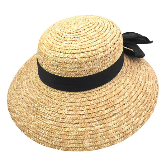 Sombrero de Sol Milan canotier de paja de sur la tête - Natural
