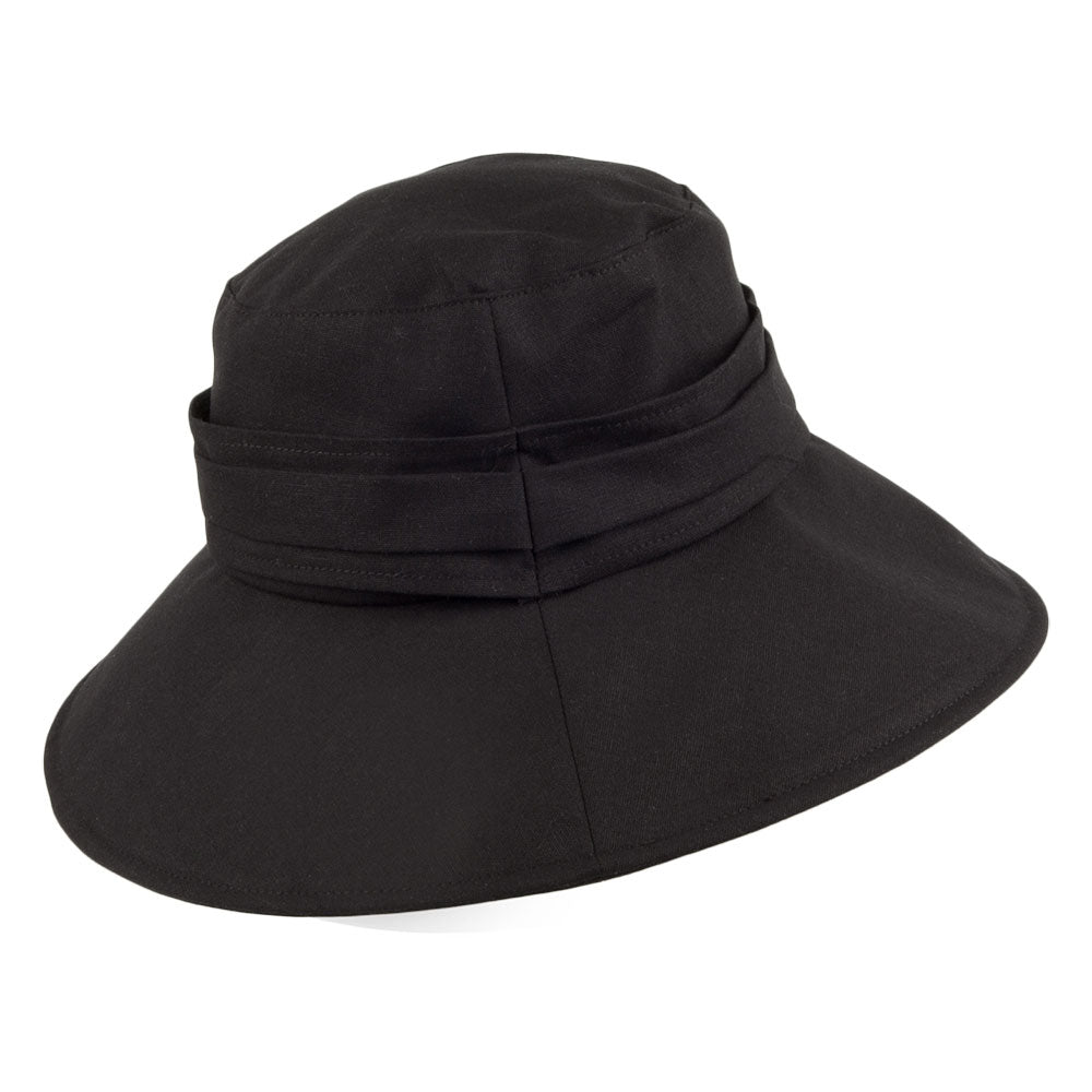 Sombrero Lotus plegable de lino de Sur la tête - Negro