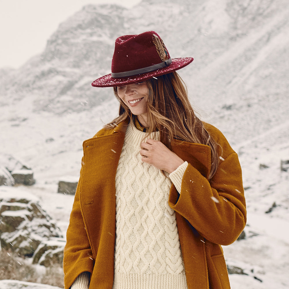 Sombrero Fedora Cheltenham impermeable de fieltro de lana de Failsworth - Merlot