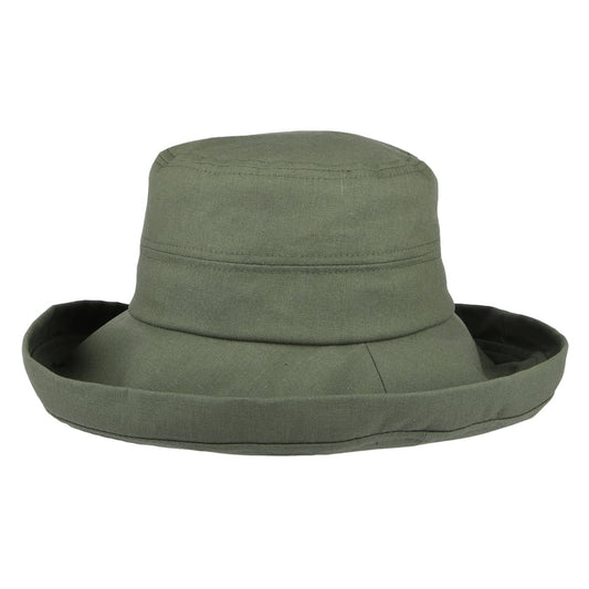Sombrero de Sol Lily plegable de lino-algodón para mujeres de sur la tête - Verde Oliva
