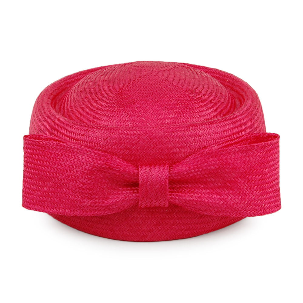 Sombrero Pillbox mujeres Jackie O de paja de Whiteley - Rojo Frambuesa