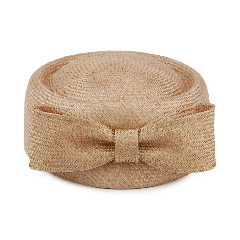 Sombrero Pillbox mujeres Jackie O de paja de Whiteley - Beige Oscuro