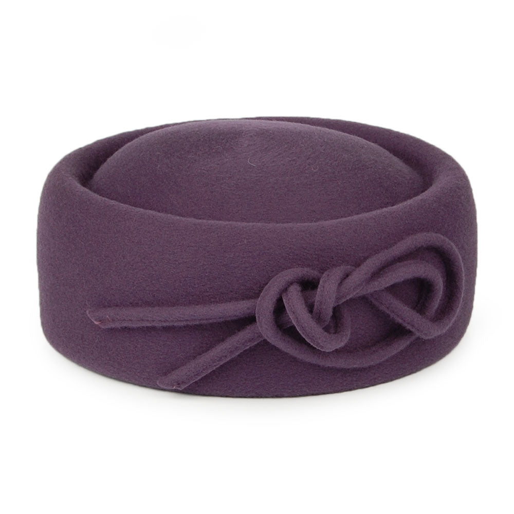 Sombrero Pillbox Bouvier de lana de Whiteley - Malva