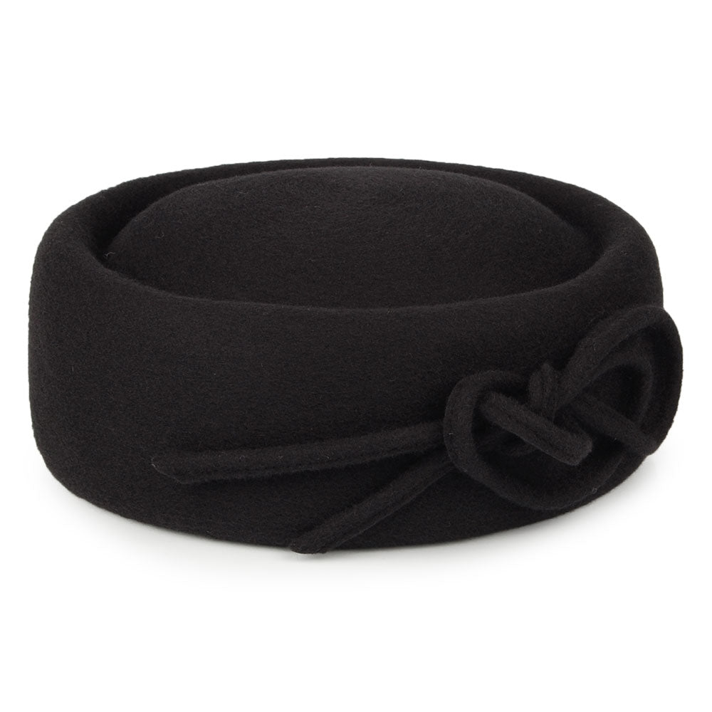 Sombrero Pillbox Bouvier de lana de Whiteley - Negro