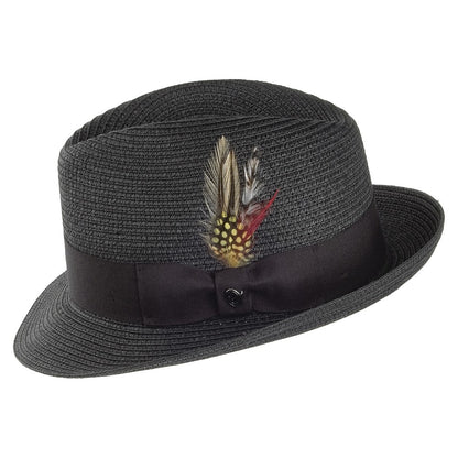 Sombrero Trilby Pinch Crown de paja de Jaxon & James - Negro