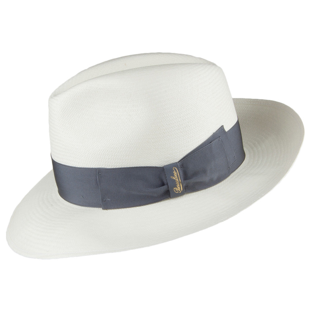 Sombrero Fedora Panamá cinta decorativa gris de Borsalino - Blanqueado