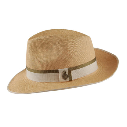 Sombrero Fedora Panamá Classic Preset con cinta decorativa kaki de Christys - Natural