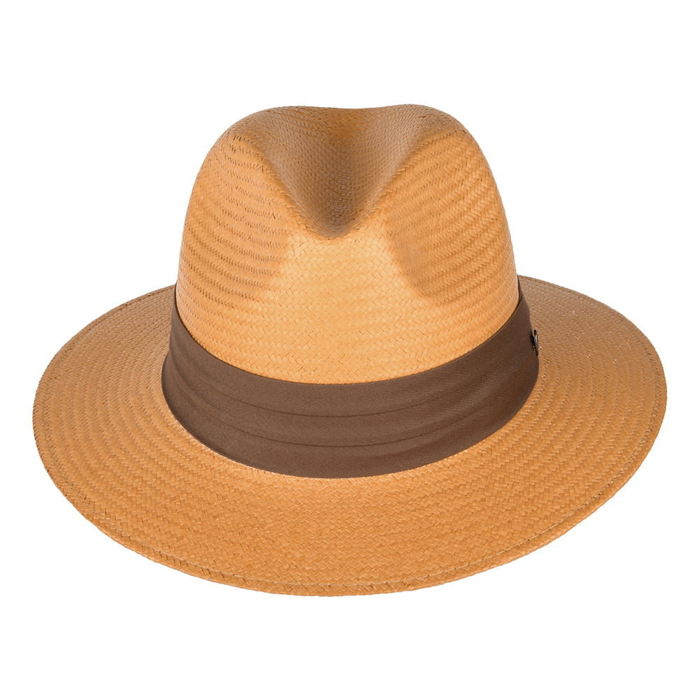 Safari Fedora de toyo con cinta decorativa Marrón de Jaxon & James - Beige Arena