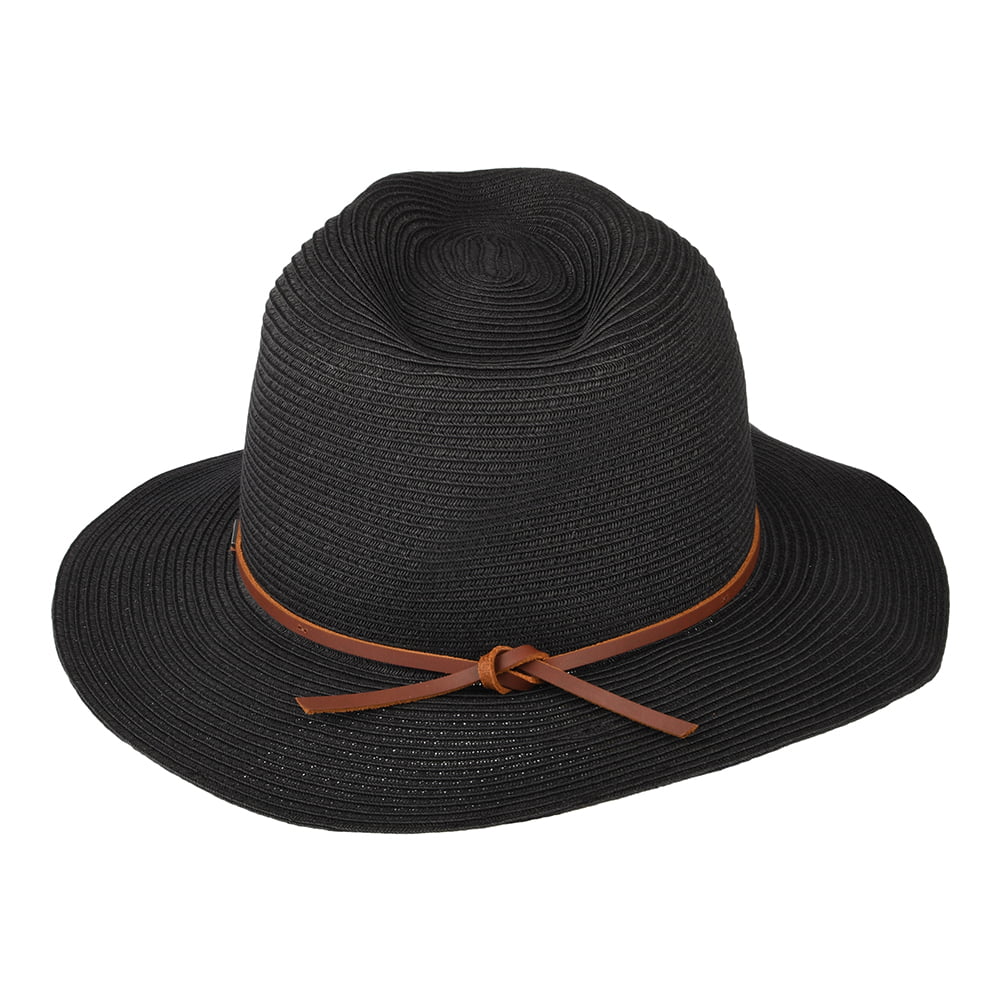 Sombrero Fedora Wesley plegable de paja de Brixton - Negro